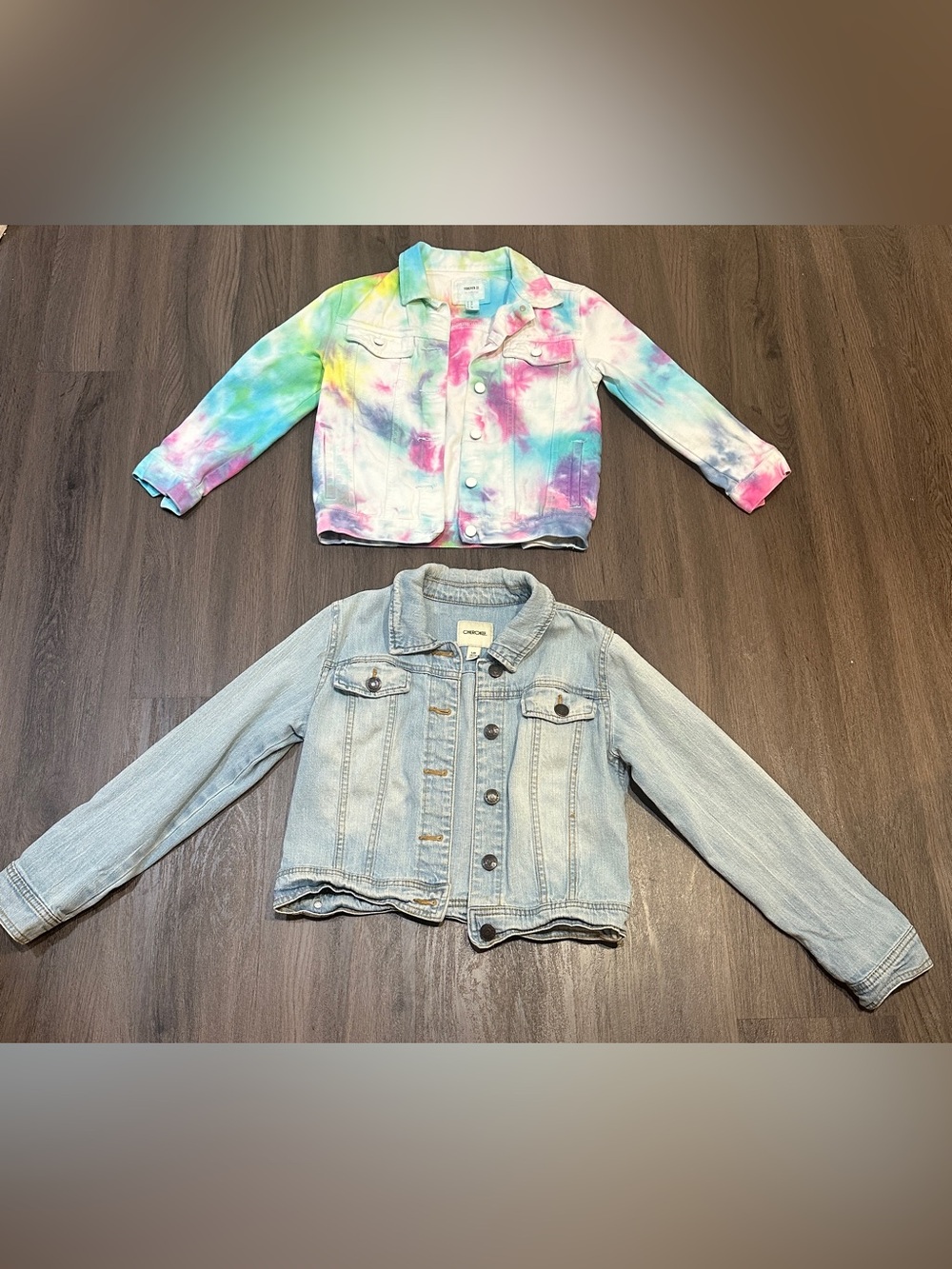 Girls Denim Jacket Bundle Tie Dye Jean Jacket Light Wash Size 7/8 & 10/12